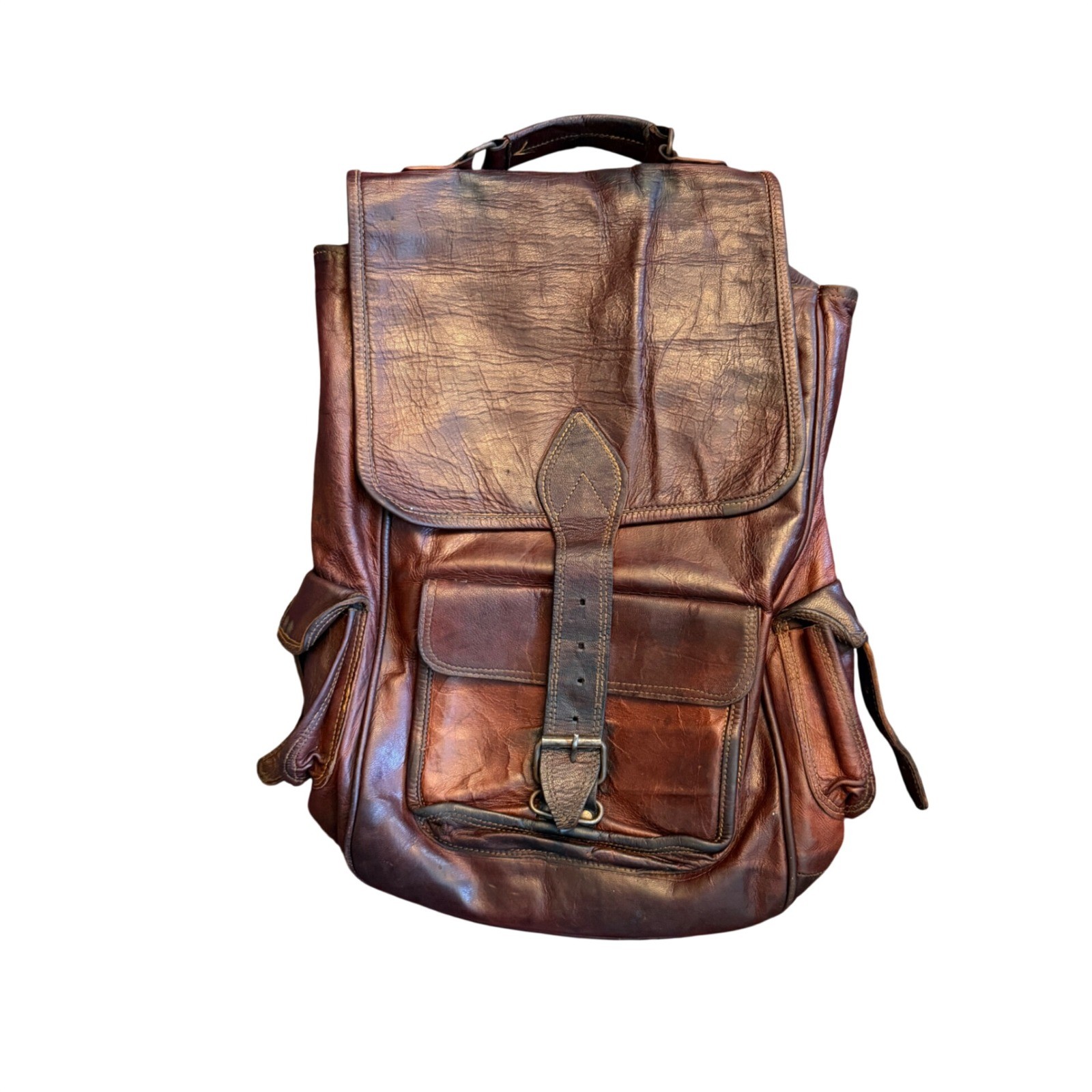 Vintage Brown Genuine Leather Backpack Rucksack Unbranded High Quality Mens