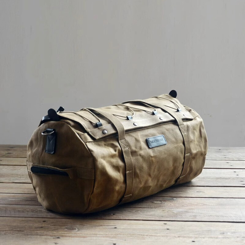 Retro Oil Wax Canvas Waterproof Travel Bag Mens Handbag Motorcycle Rear Seat Bag