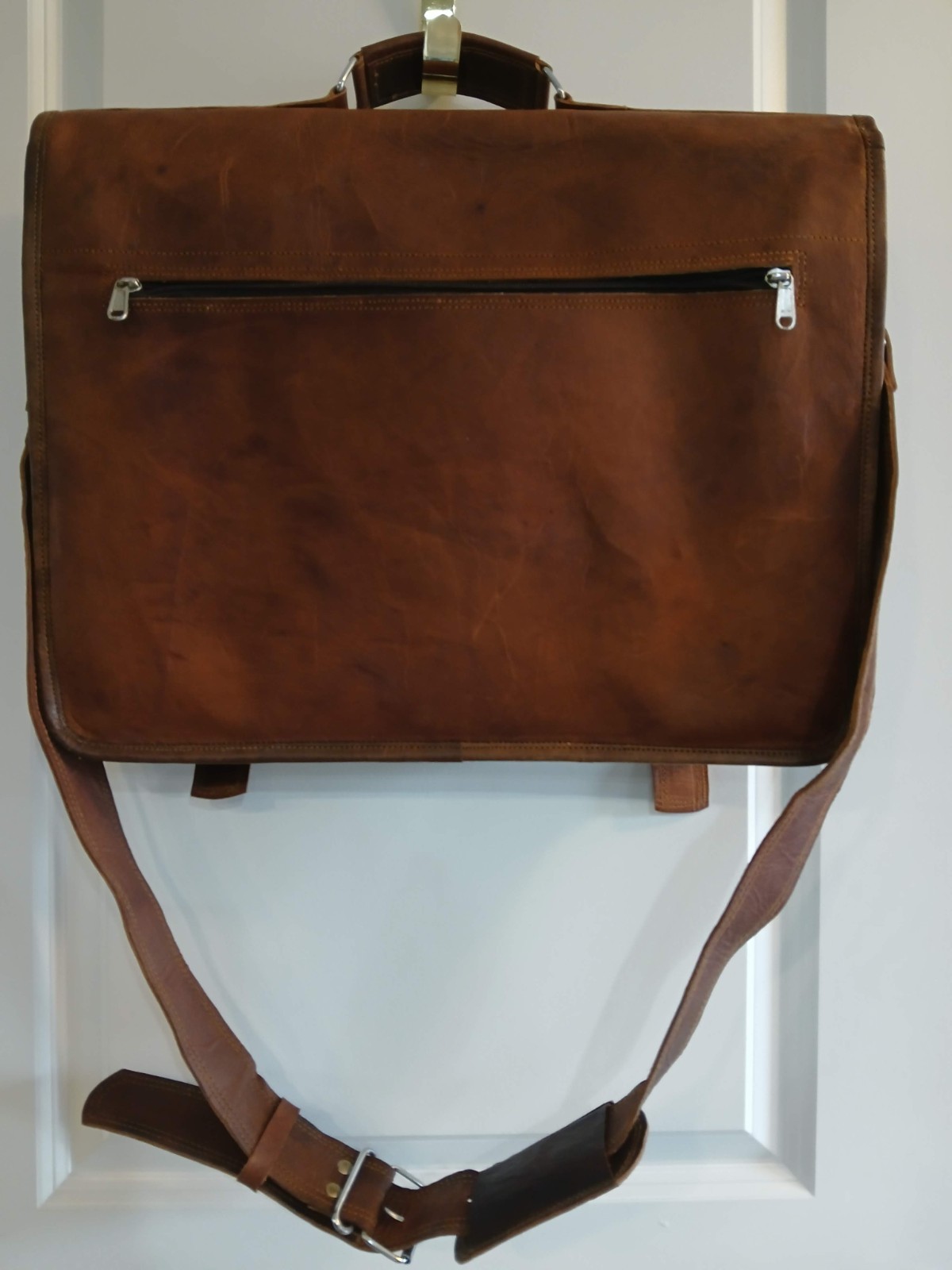 MEN’S HANDMADE WORLD EXECUTIVE BROWN LEATHER SATCHEL MESSENGER BAG MADE IN USA
