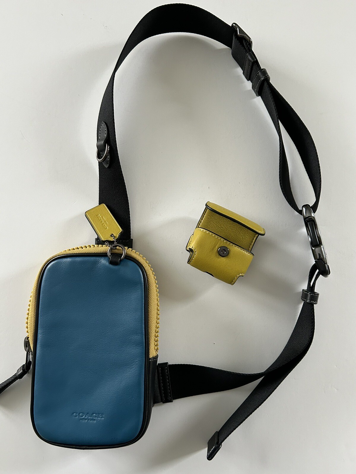 Coach Multifunction Phone Pack in Colorblock CH070 Gunmetal/Blue Jay NWOT