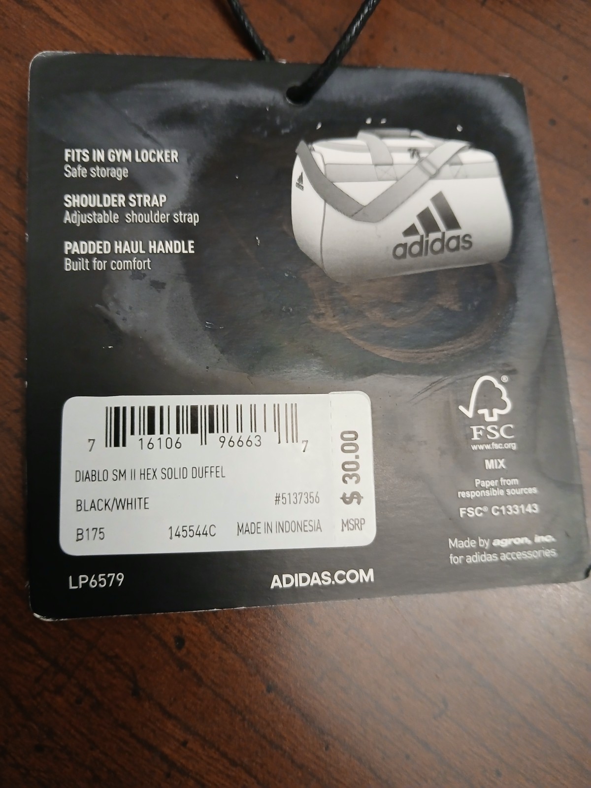 Adidas Diablo Small II Hex Solid Duffel Gym Training Bag 5137353 NWT MSRP $ 30