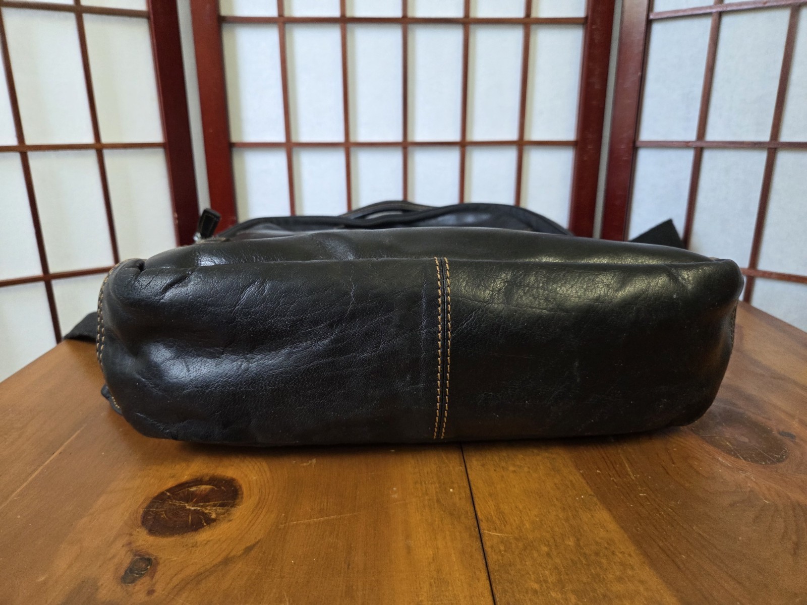Jack Georges Voyager Backpack Black Leather Laptop School Work Bag Mesh