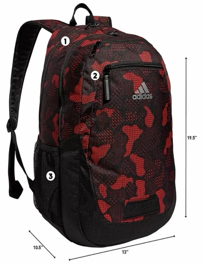 Adidas Fundare Foundation 6 LAPTOP RED CAMO BLACK Backpack LIFETIME NWT