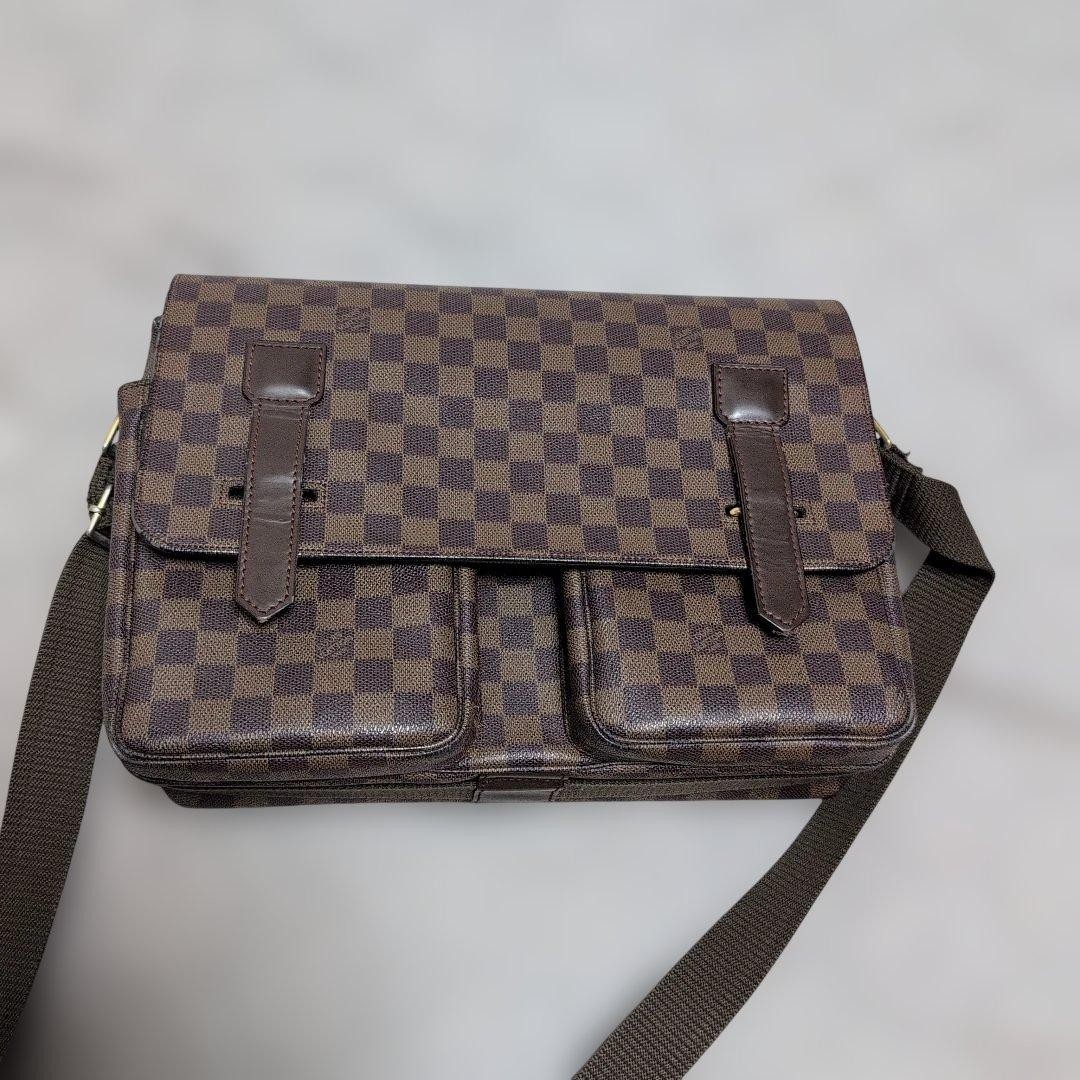 Louis Vuitton Damier Ebene Men’s Shoulder Bag Brown Canvas Authentic