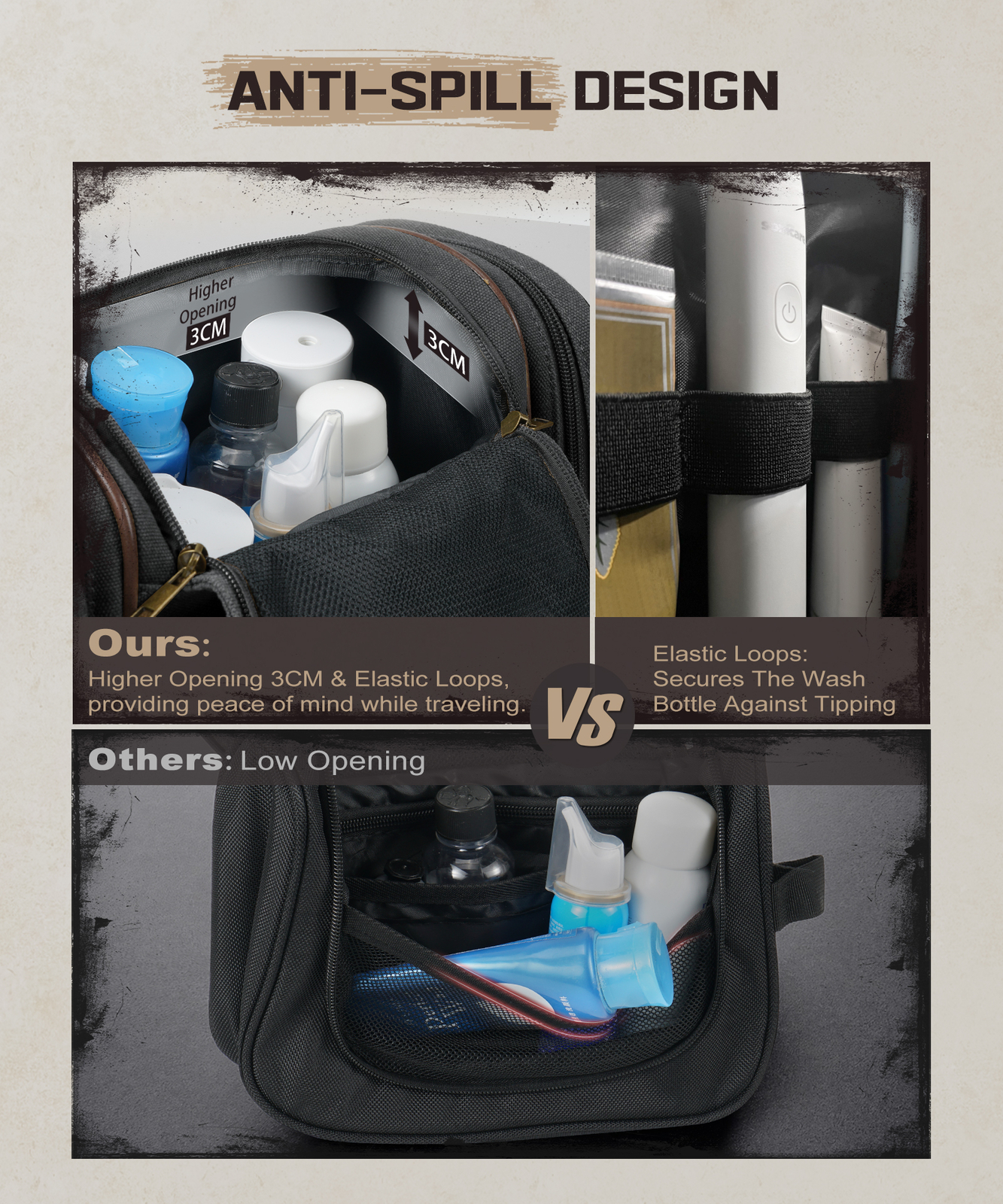Canvas Hanging Travel Toiletry Bag Portable Wash Bag Cosmetics Shaving Organizer