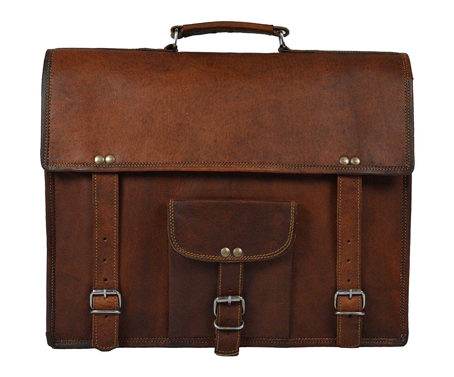Leather Genuine Vintage Messenger Office Business Laptop Briefcase Satchel Bag