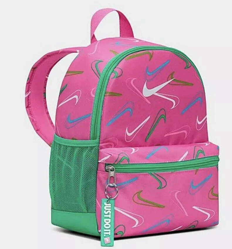 Nike JORDAN Kids Girl Boy Mini Backpack Small 11 L PINK GREEN 13″H x10″Wx5″D NEW