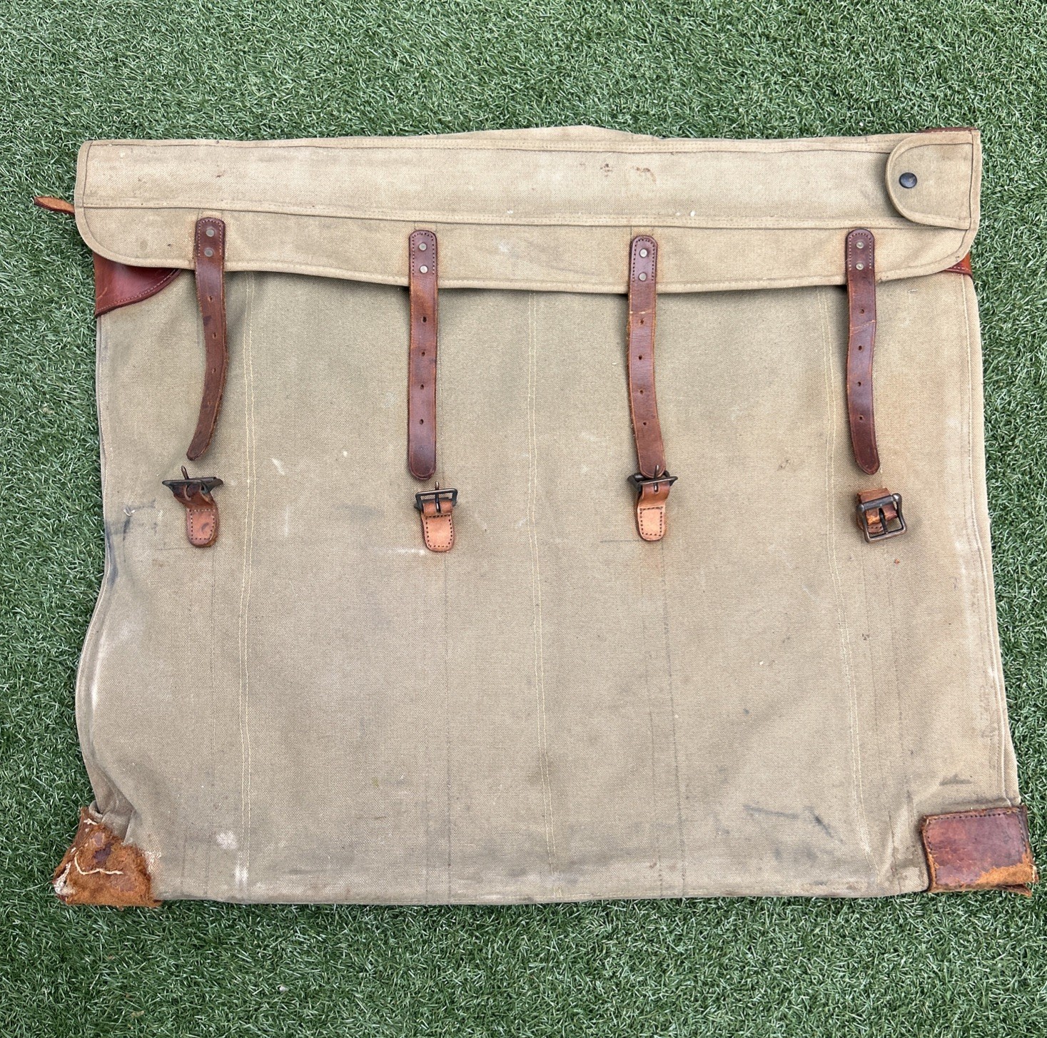 Vintage Brown Canvas and leather Artist Portfolio Folio Art Carry Case 31X25