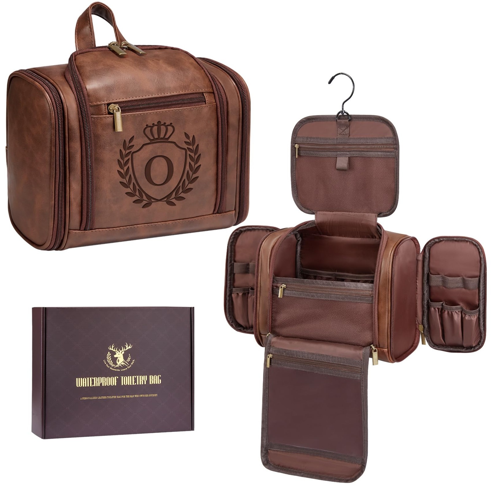 Aganmi Personalized Easter Gifts for Men Large Leather Travel Toiletry Bag Ha…