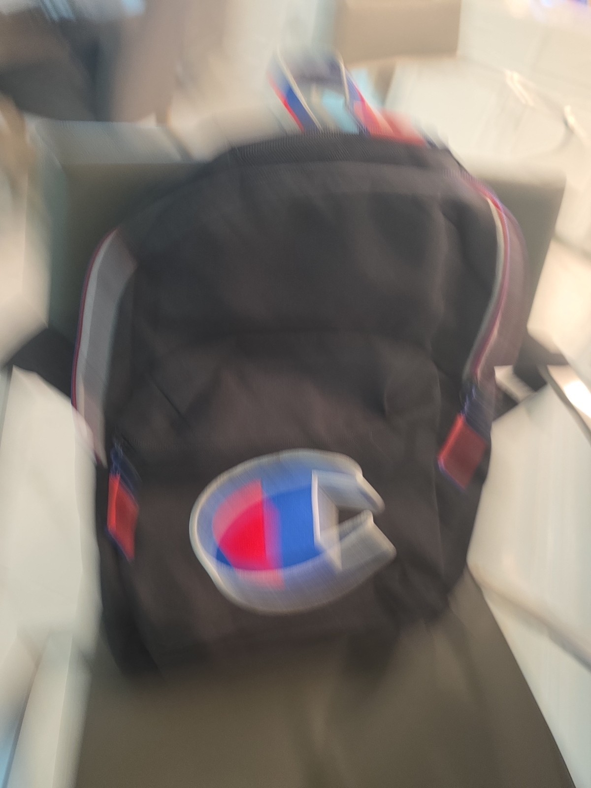 Black Champio Hesther With Applique Logo Laptop Backpack Large Multi Zip Comp