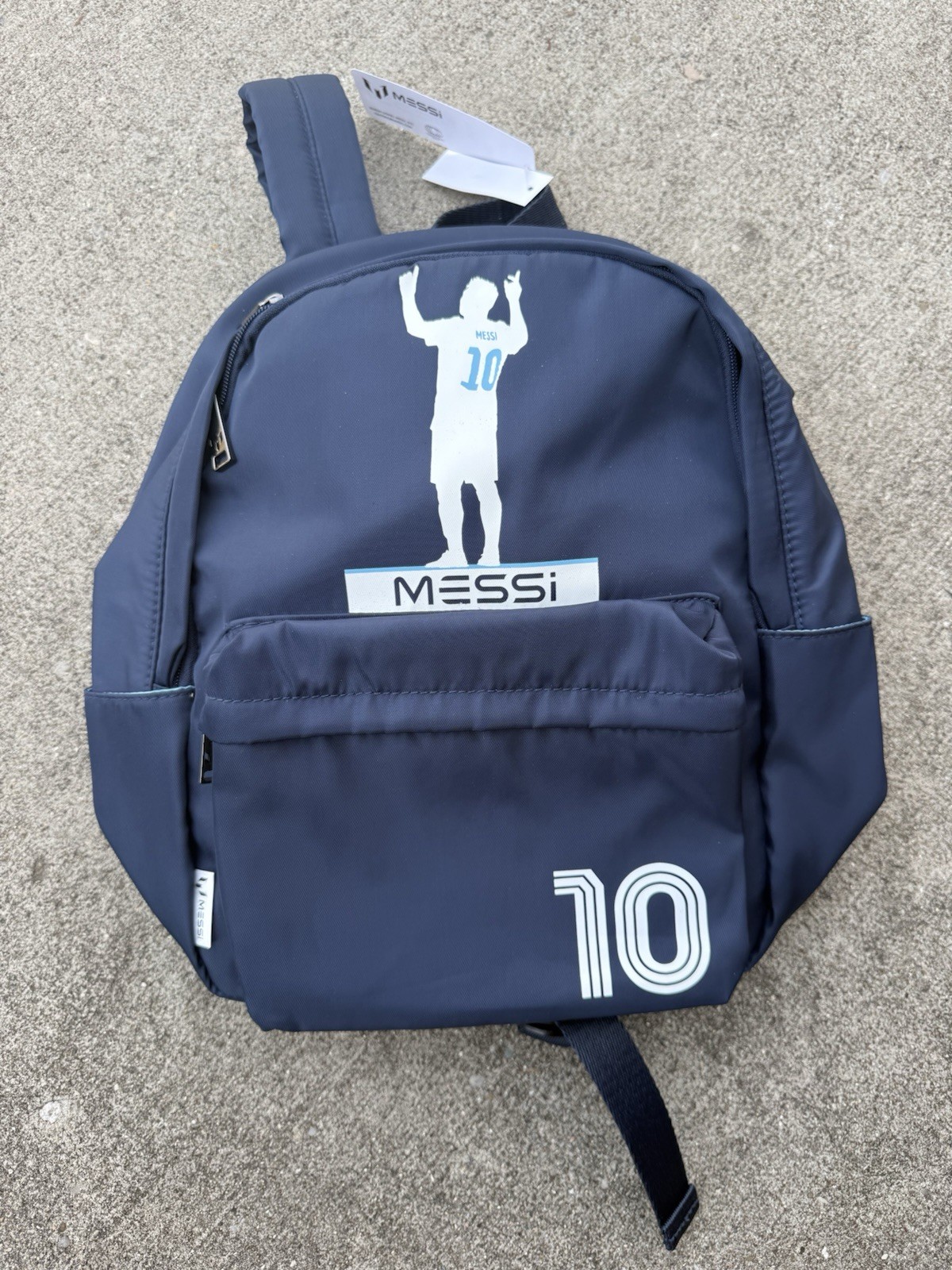 Brand New Messi Kids 16″ School Soccer theme Backpack Dark Blue with pockets