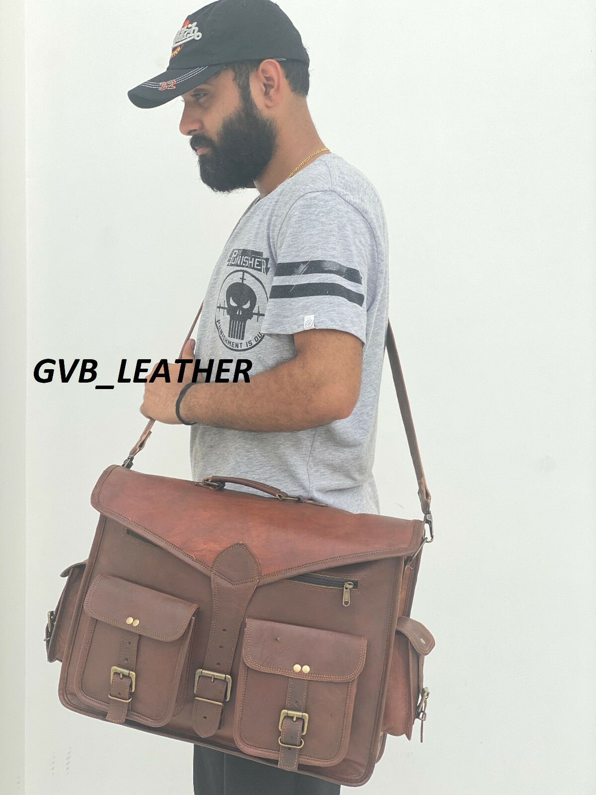 Men’s Model Vintage Leather Messenger Shoulder Laptop Briefcase Business Bag