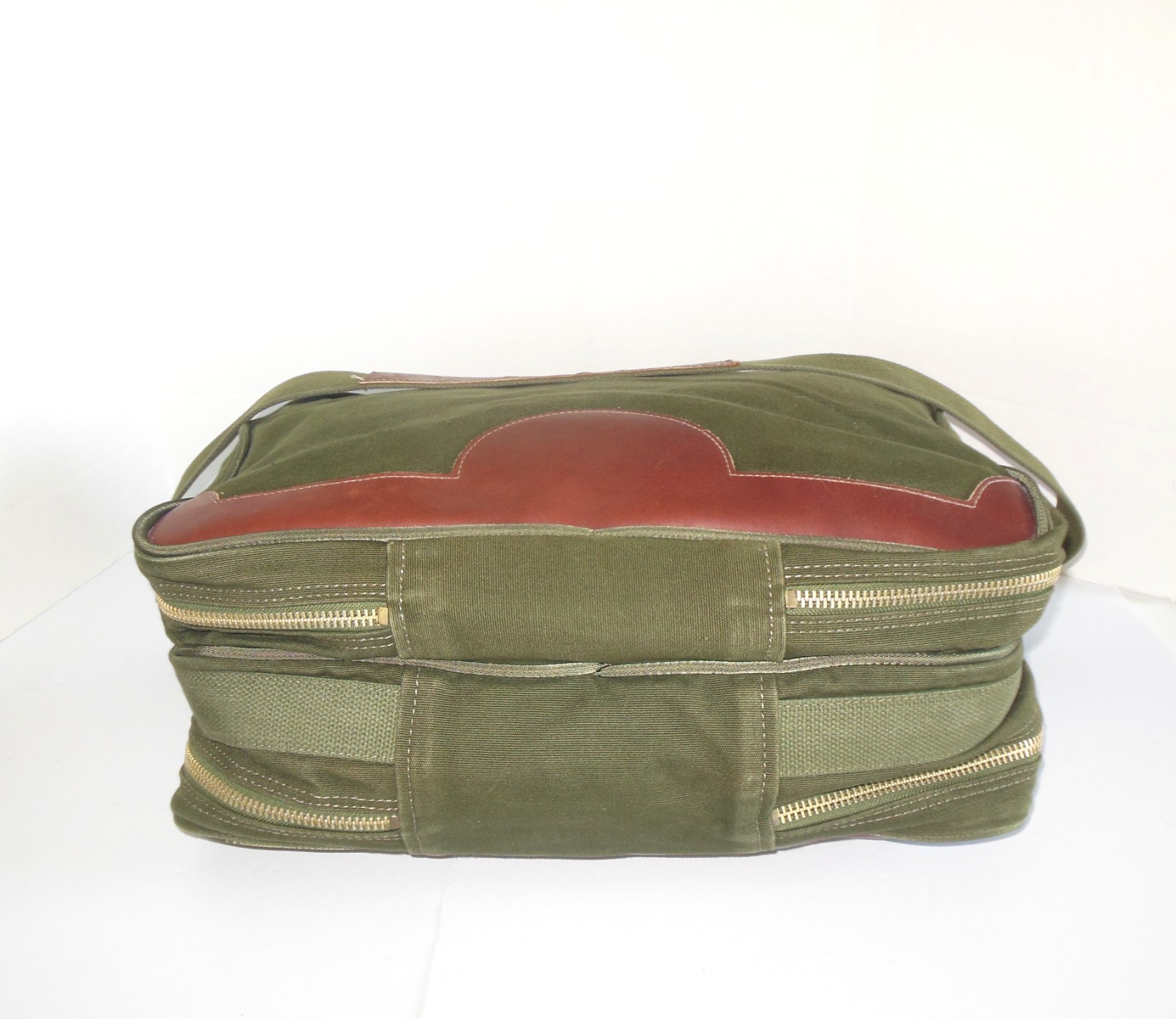 Orvis Battenkill 2 Sided Travel Bag Canvas Leather Green Luggage Carry On