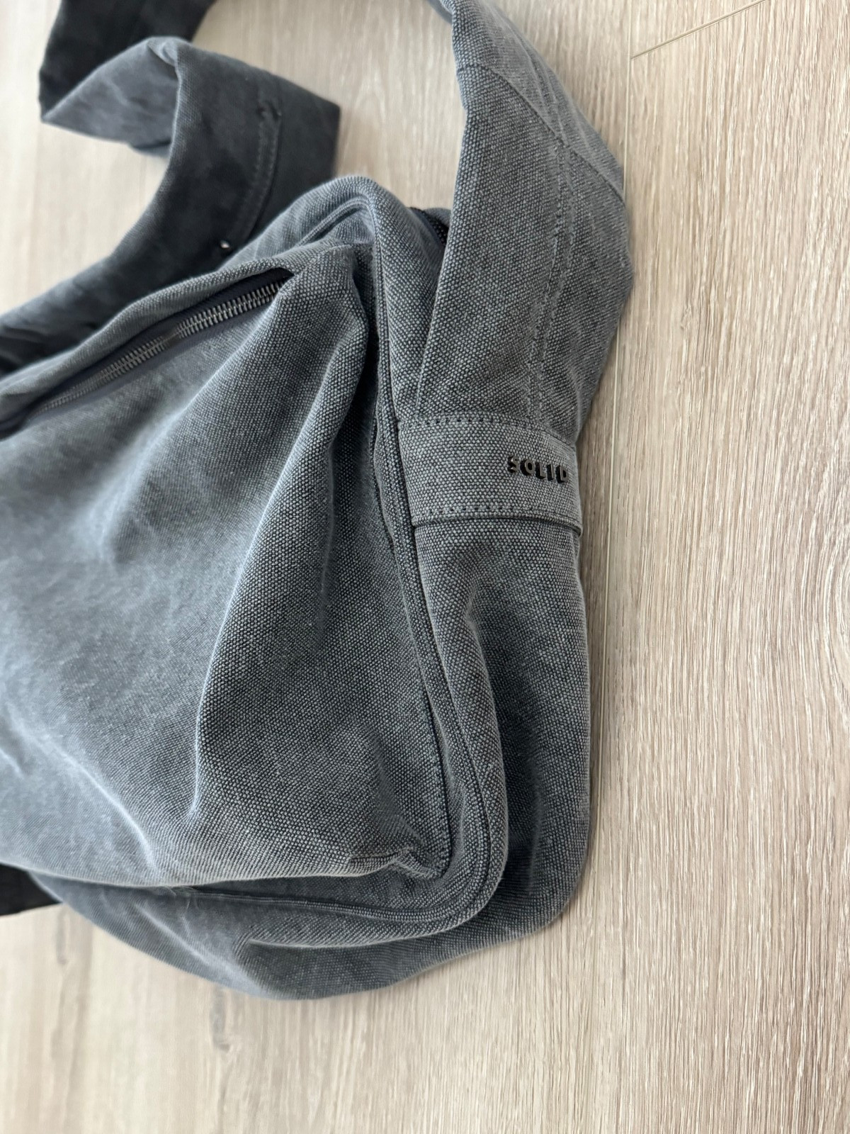 Solid Homme Washed Gray Canvas Crossbody Messenger Bag