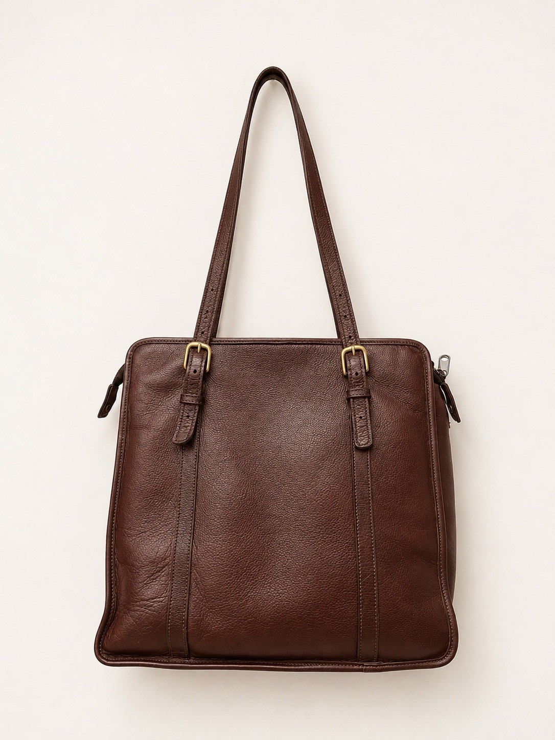 Jack Georges Brown Pebbled Leather Work Tote Laptop Bag USA Made