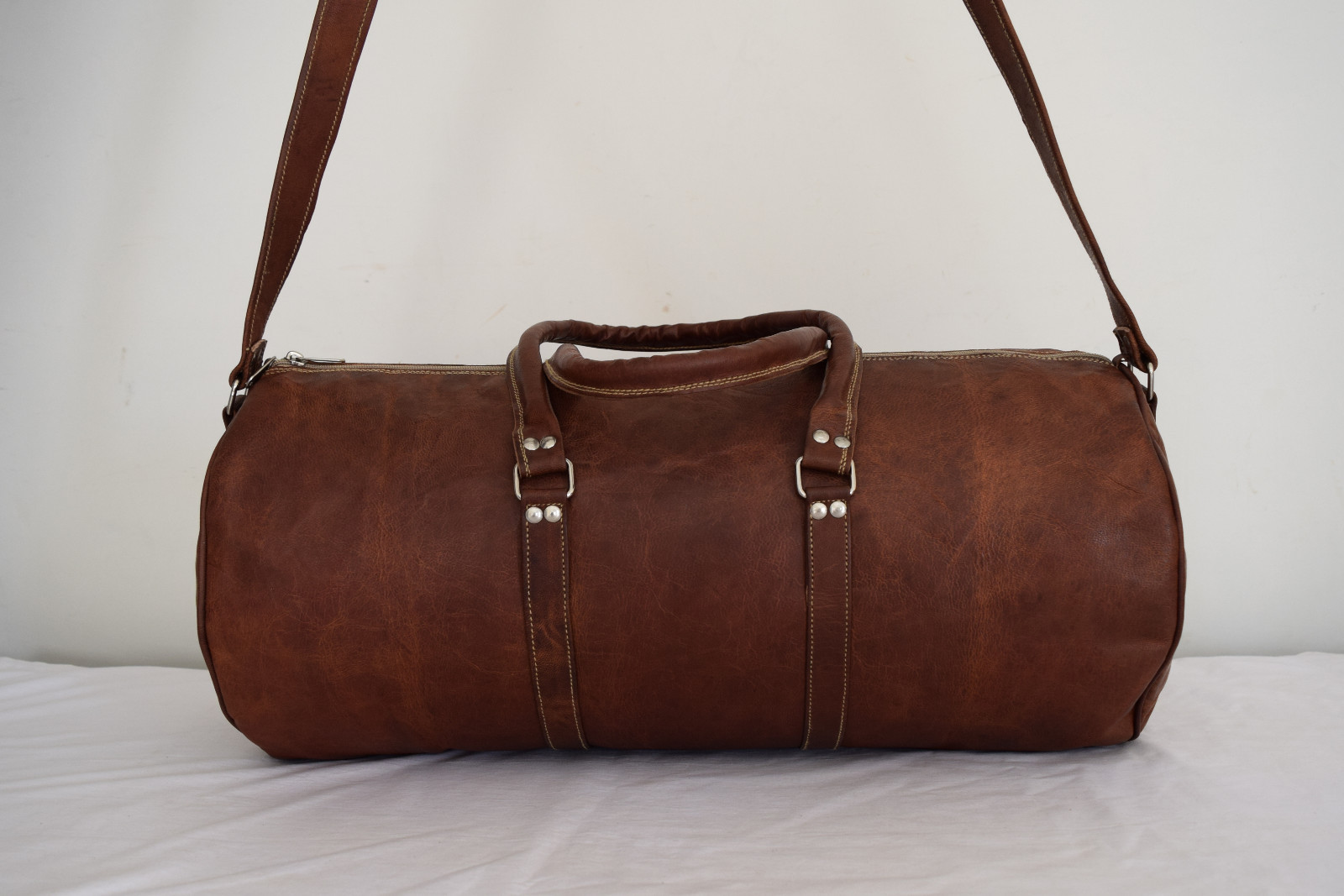 24 In Duffle Bag Travel Luggage Handbag Sports Gym Yoga Fitness Leather Duffel
