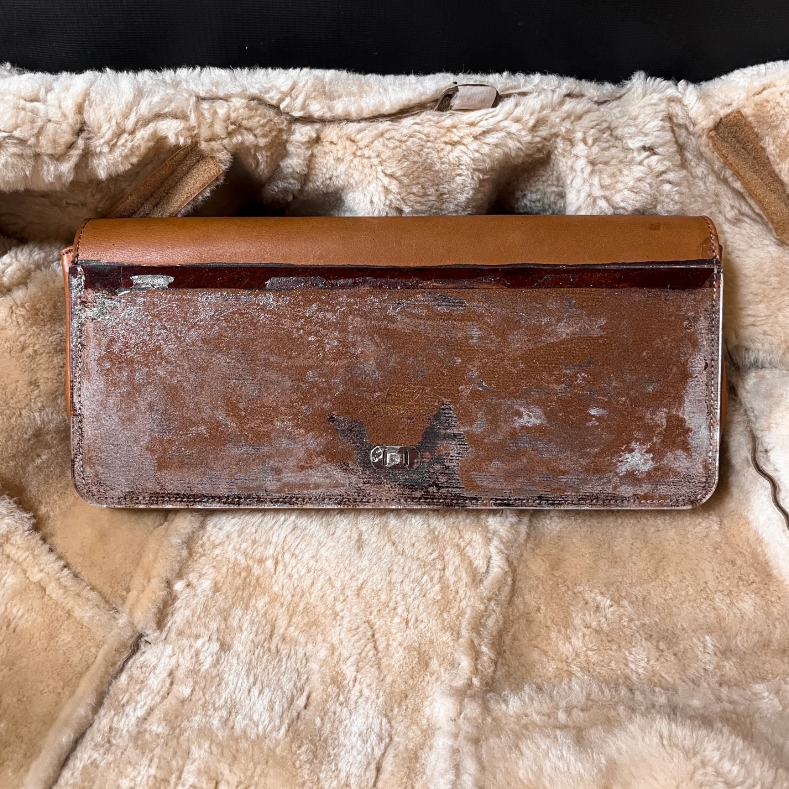 2012 Maison Martin Margiela Line 11 Distressed Leather Acrylic Pouch Clutch Bag