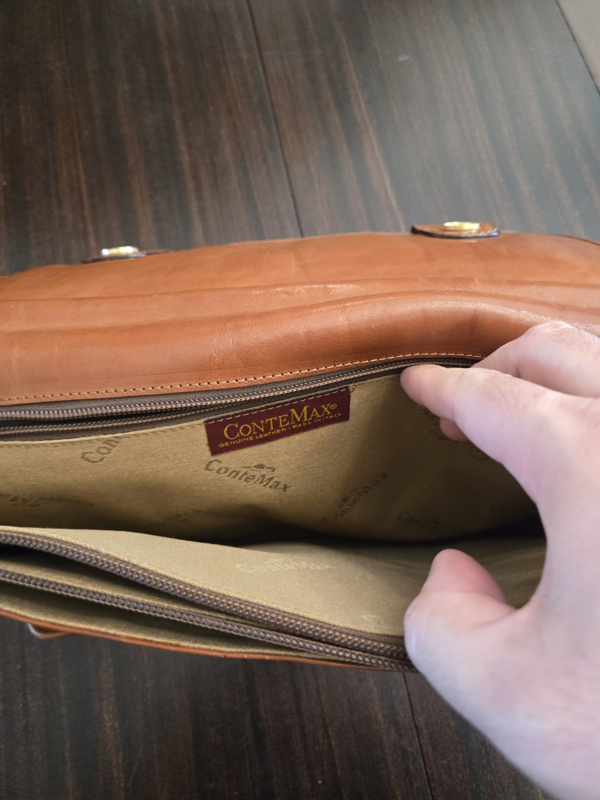 Mens Leather Conte Max Briefcase Made In Italy