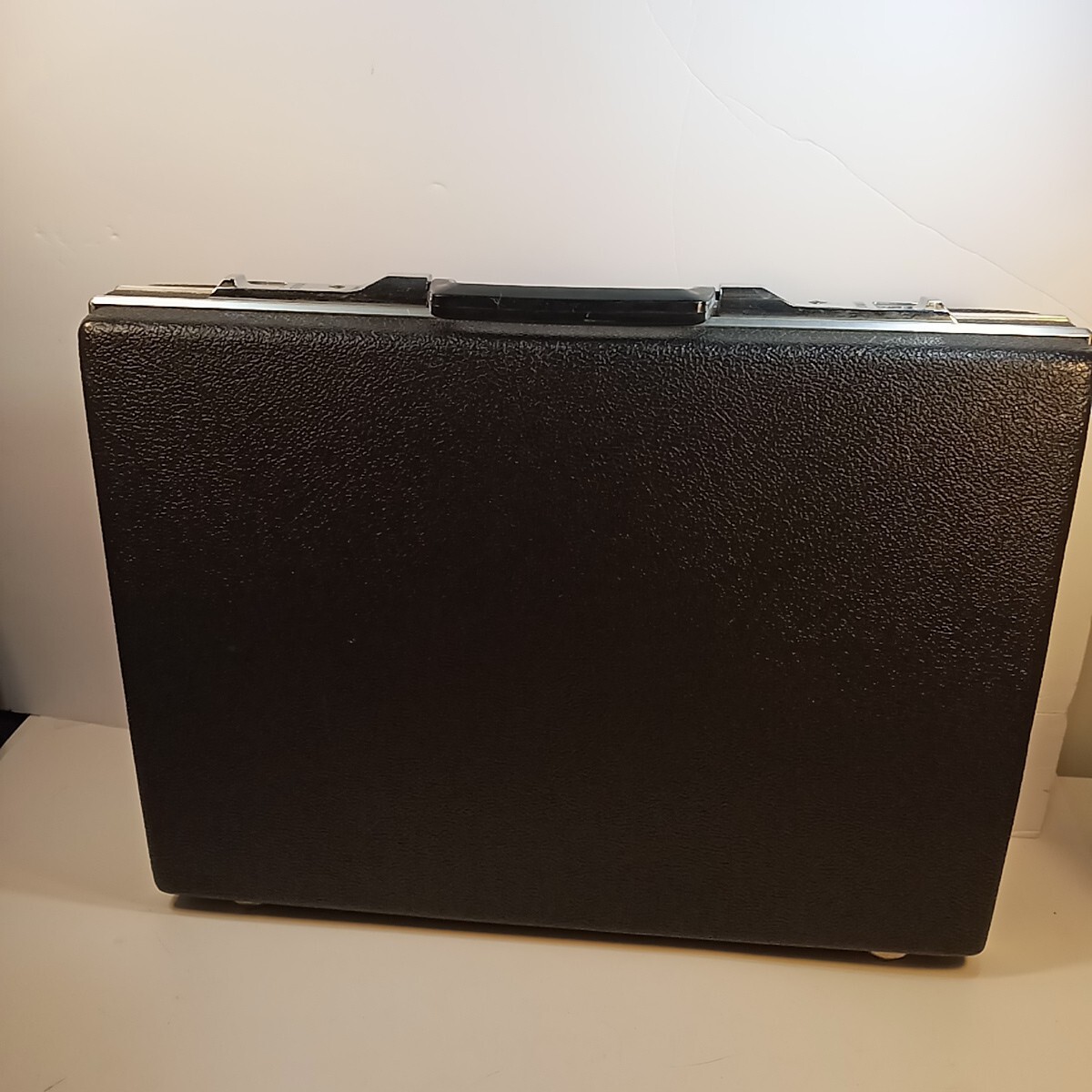 Vintage Black Laptop Case With Key Hard Shell Briefcase Brief Case Attache Retro
