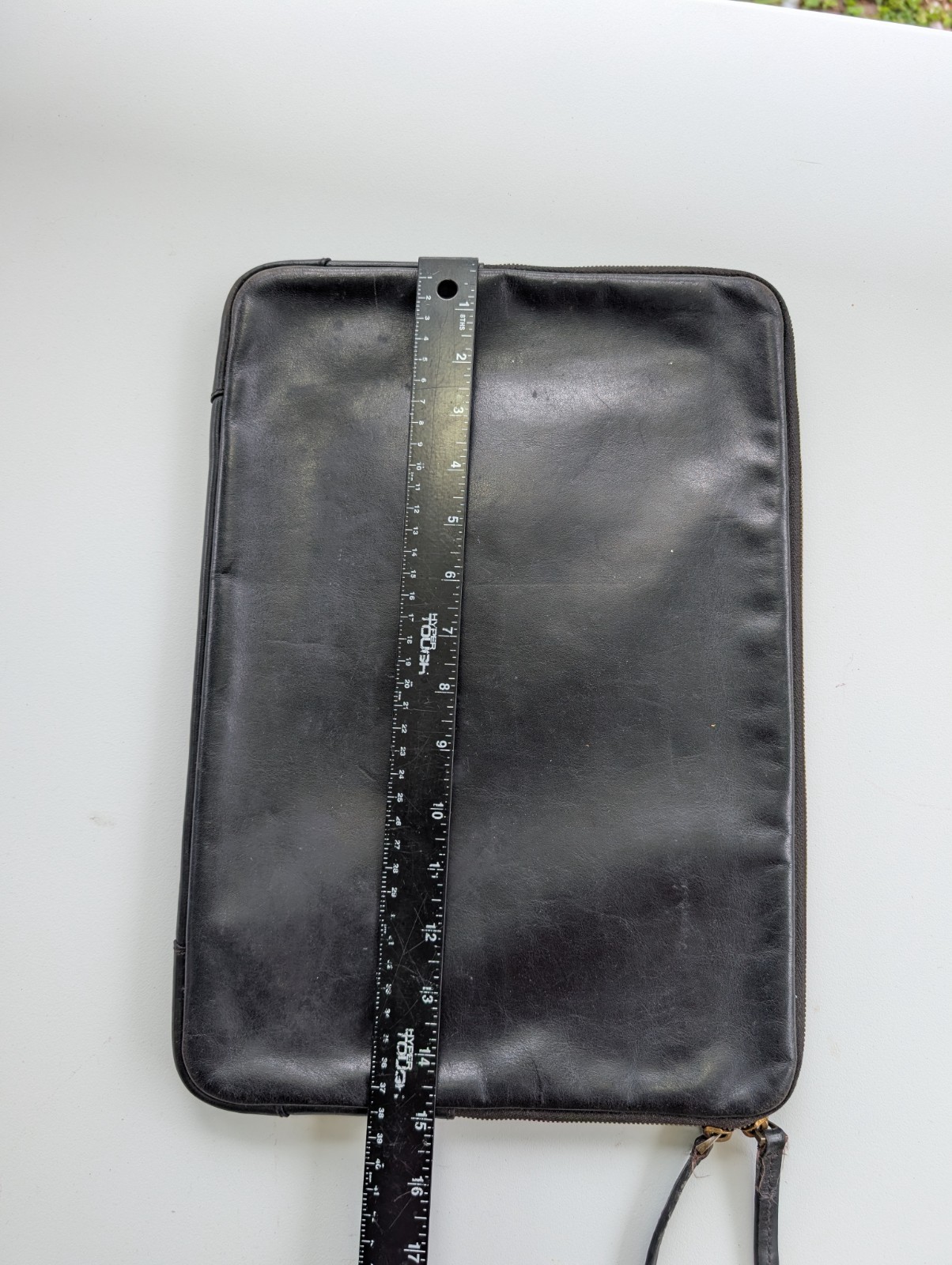 Horizn Studios Black Leather Laptop Sleeve Zip Portfolio Case 15″ Document Holde