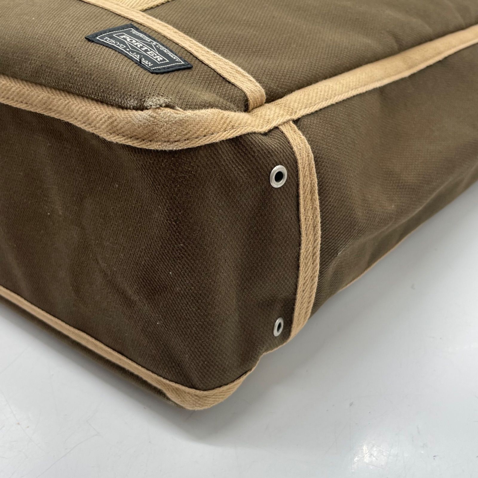 Authentic Yoshida Porter Canvas Tote Bag Men’s Brown 35x39x14cm Used Damage