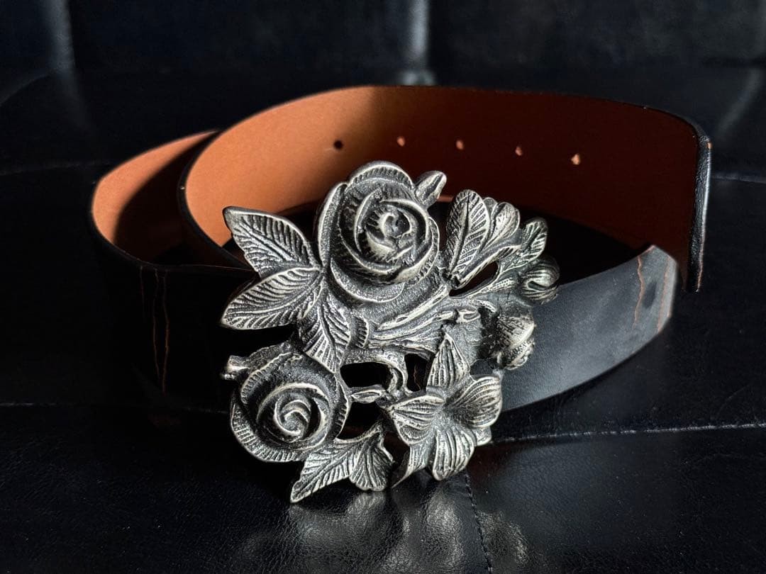 John Galliano Flower Buckle Belt 90cm Length 4cm Width