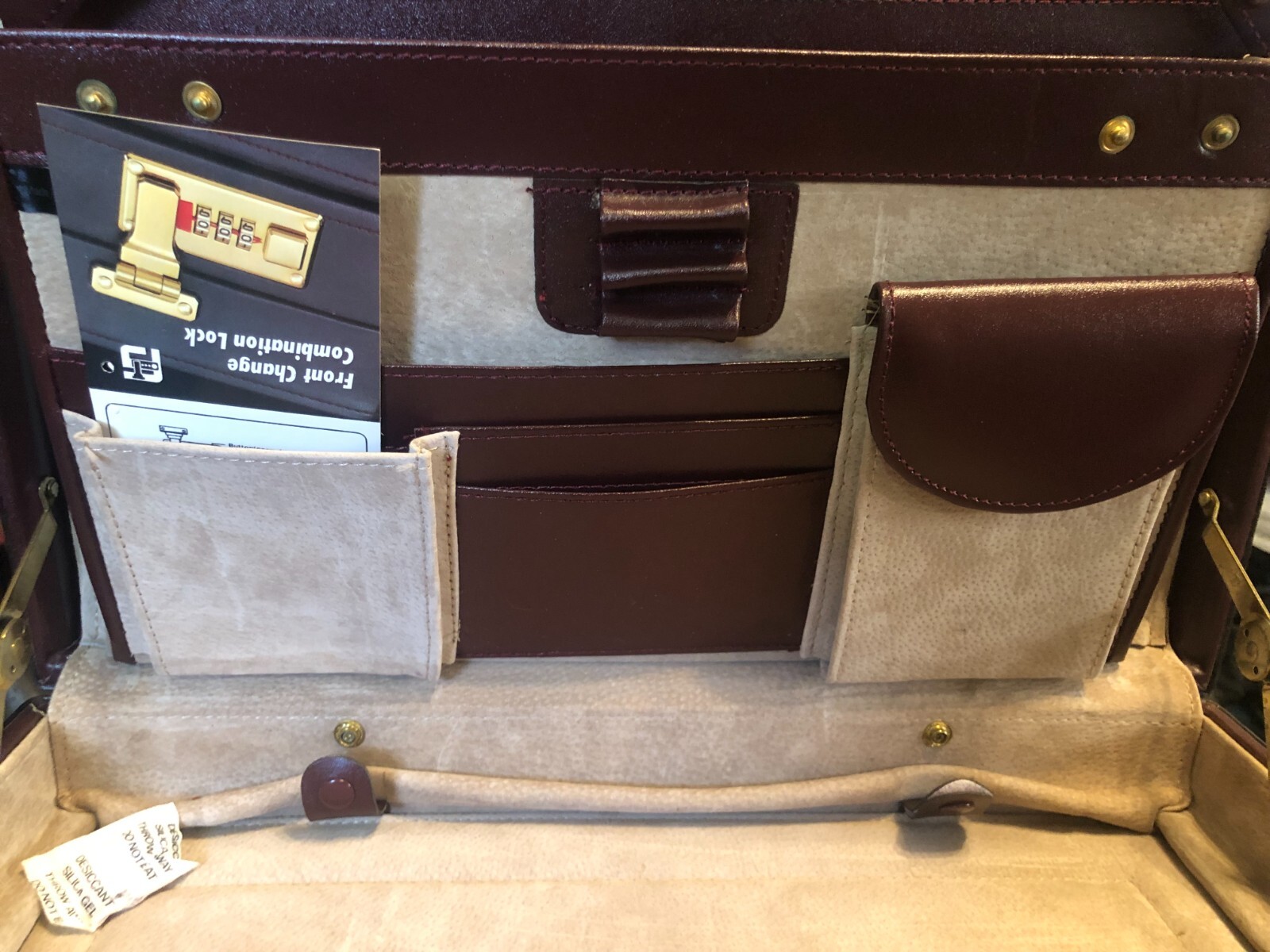 Vintage Leather Combination Lock Briefcase Hardshell Attache Business Case