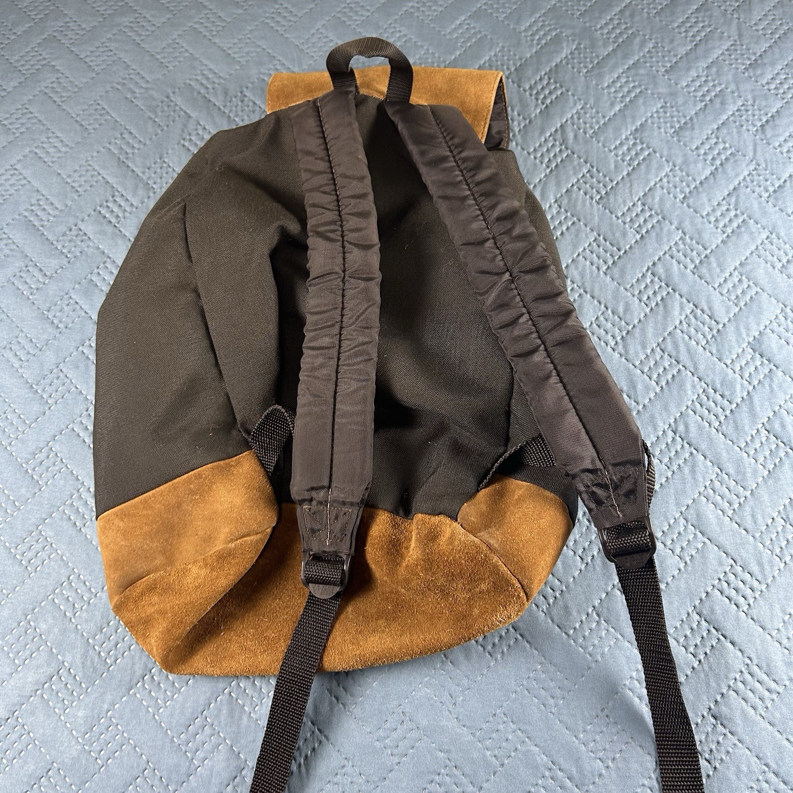 Vintage Jansport Leather Bottom Backpack Cinch Day Pack Suede 1990s USA Retro