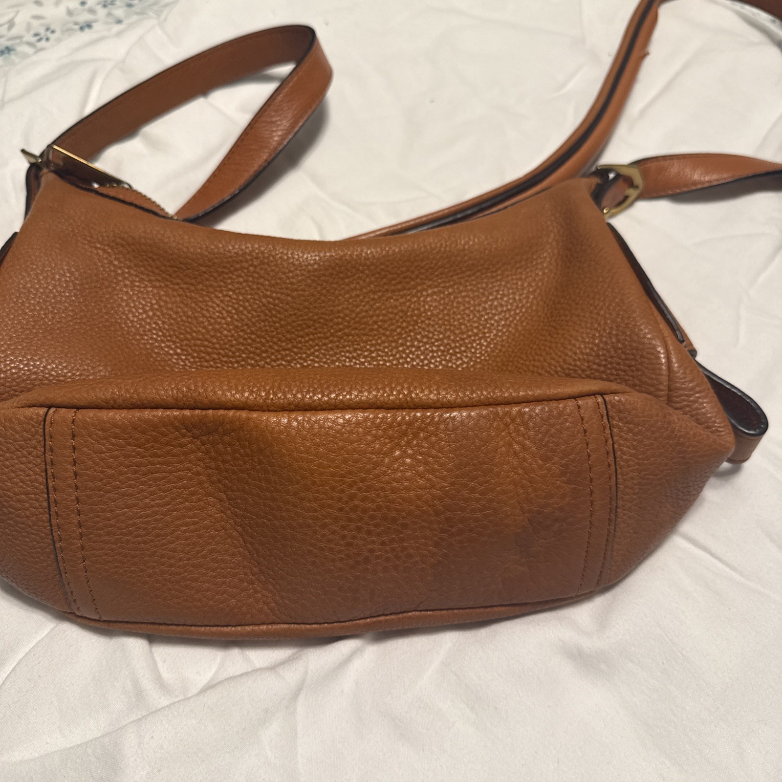 Lauren Ralph Lauren Leather Crossbody Shoulder Bag Hobo Camel Brown RL0526373