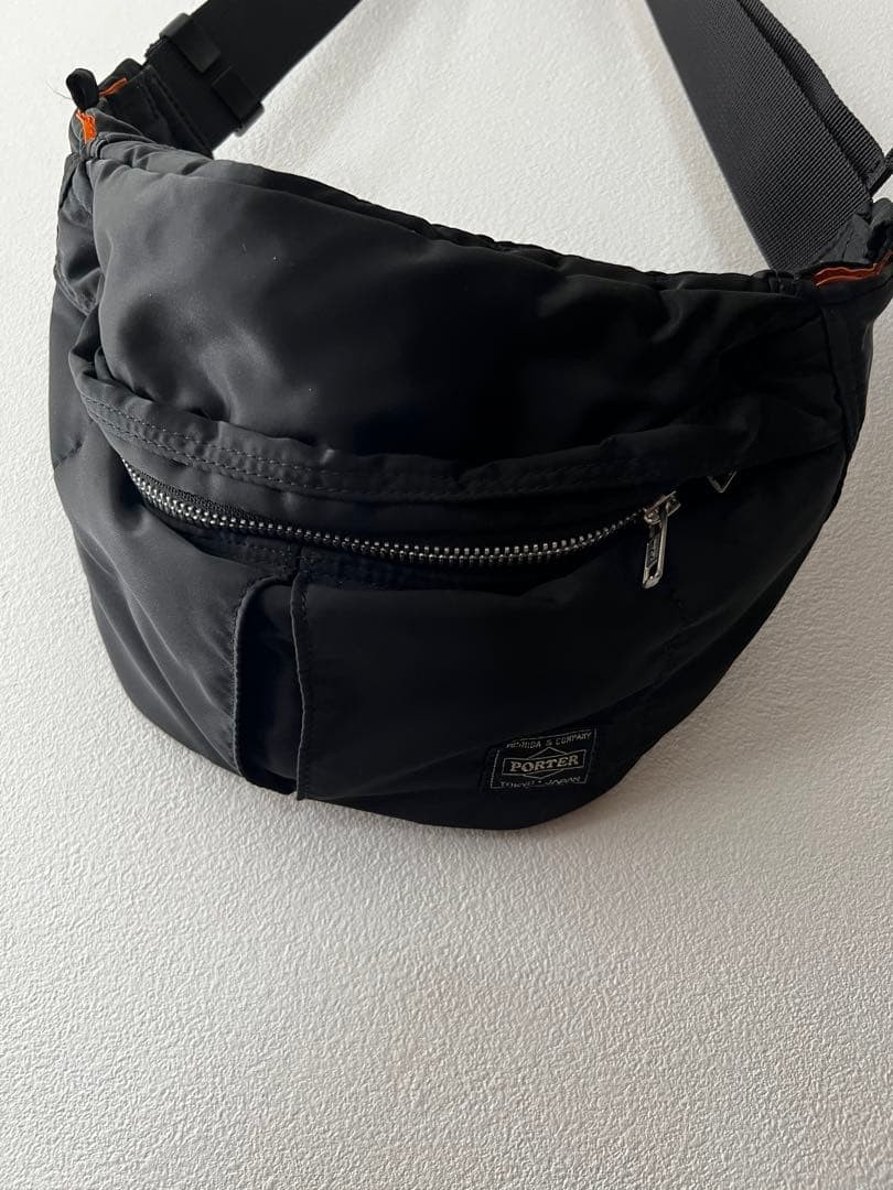 Authentic Yoshida Kaban PORTER Black Nylon Body Bag, 14×7 inches, Excellent Cond
