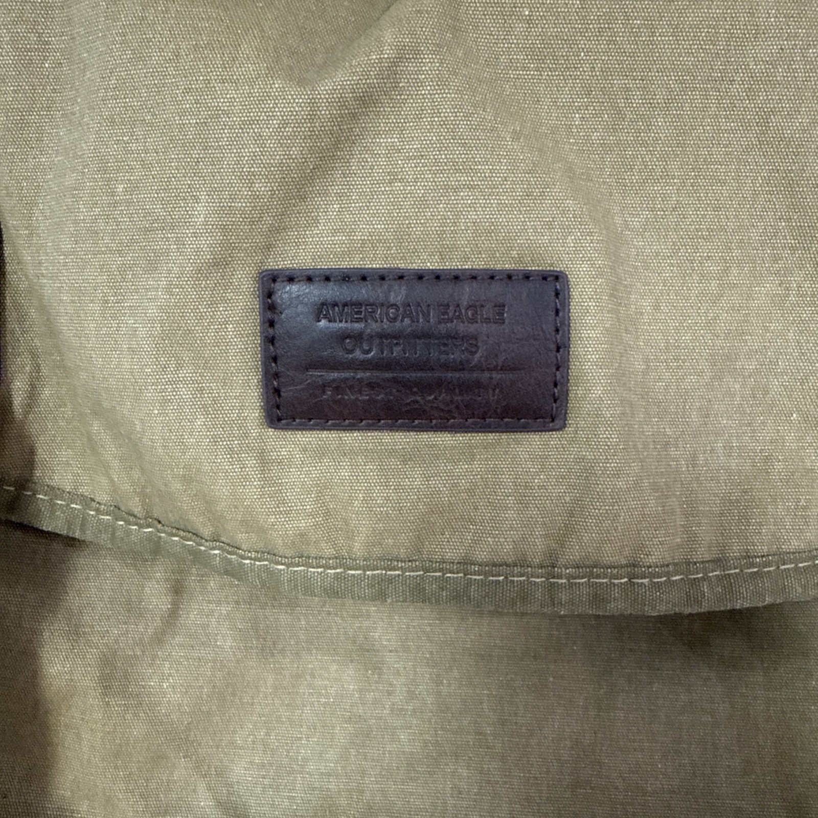 American Eagle Outfitters Canvas Utility Messenger Laptop Bag Flap Buttons Brown