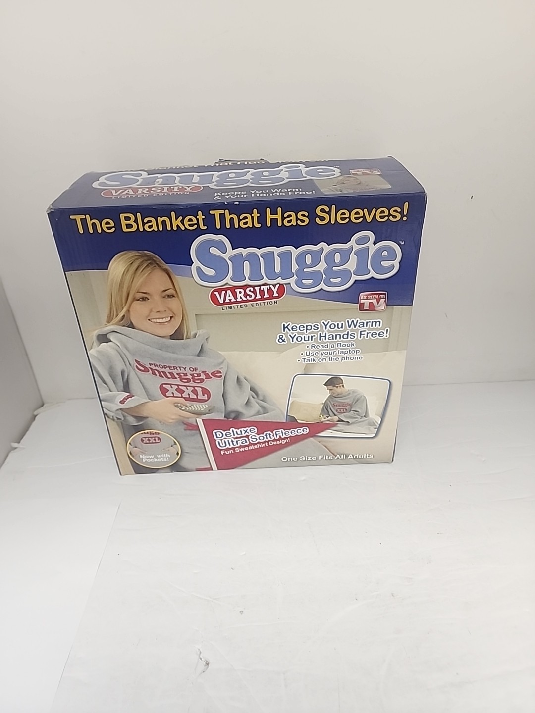 Adult Snuggie Varsity XXL One Size Fits All As Seen On T. V. Adults Gray New!!!