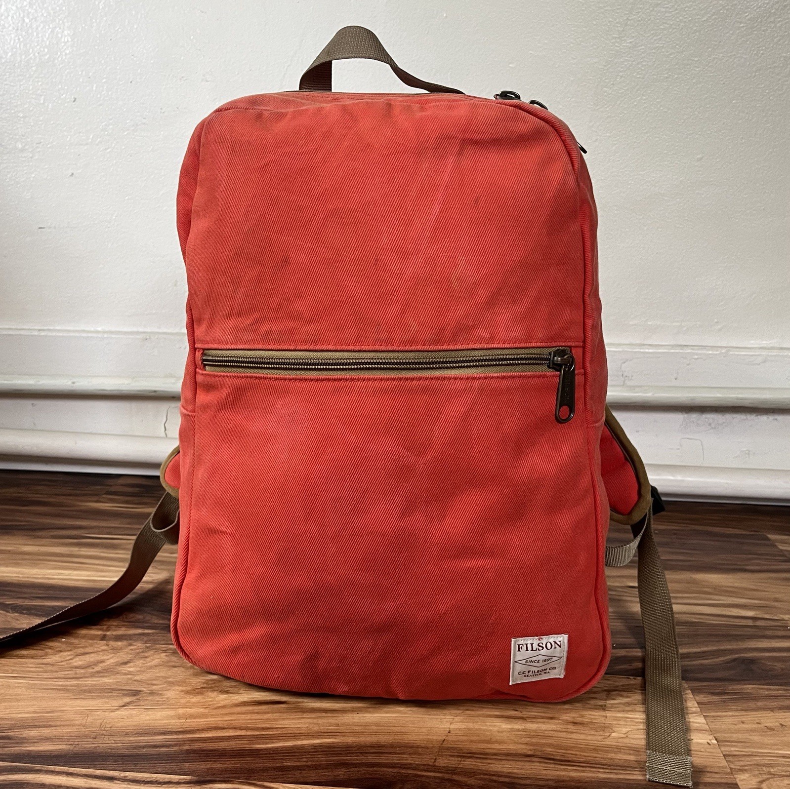 Filson Rugged Twill Bandera Backpack | Mackinaw Red Discontinued Made in USA VG