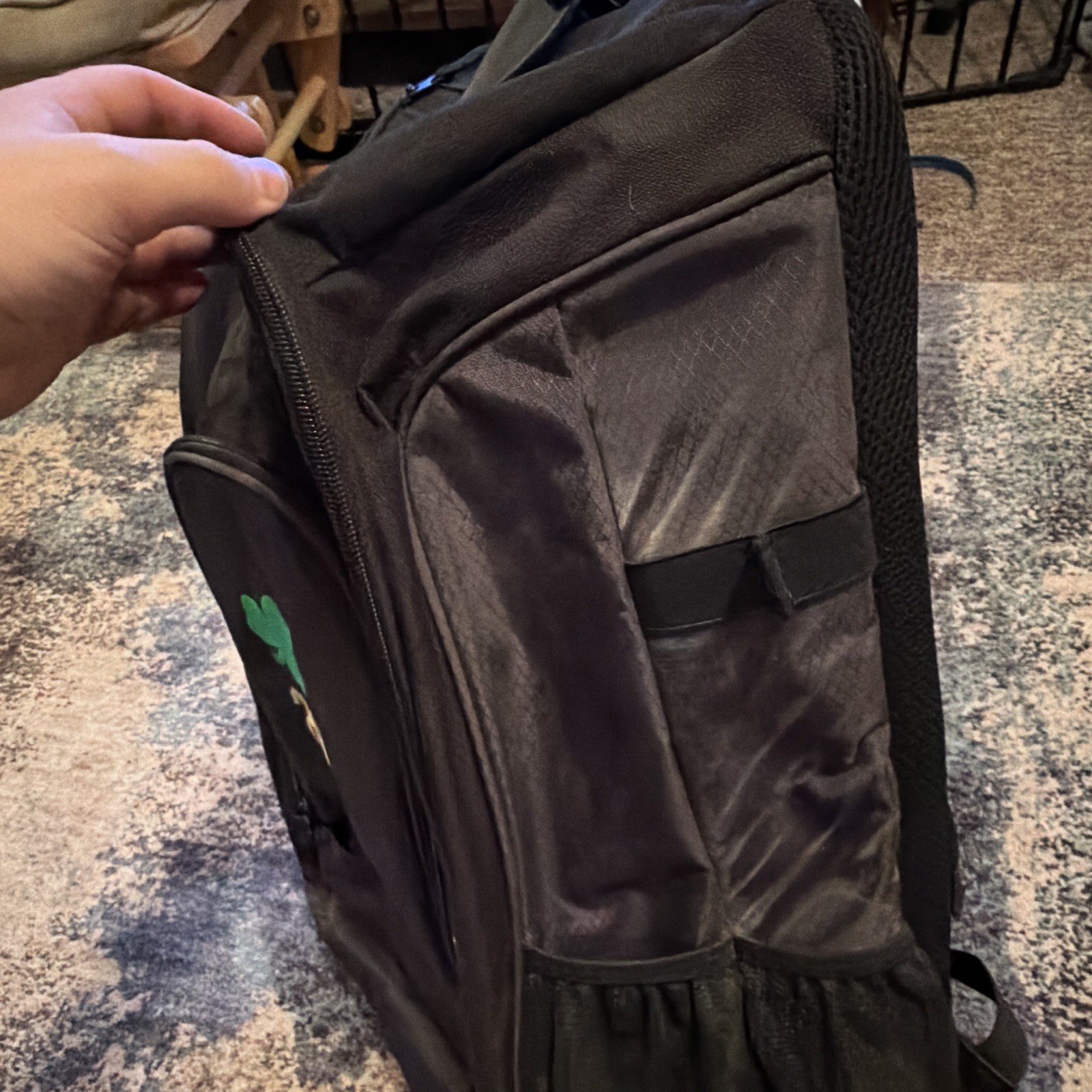 New Era Black Medium Backpack Shamrock Embroidery Zip Pockets Softball Bag