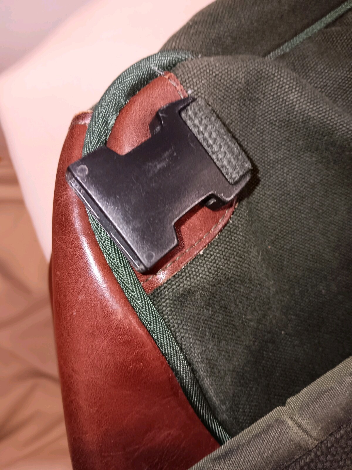 Vintage Orvis Battenkill Canvas & Leather Backpack Dark Hunter Green Bookbag