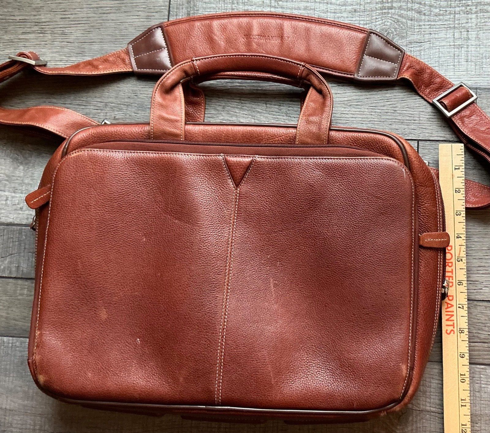 Johnston & Murphy Leather Briefcase Shoulder Bag Laptop Bag