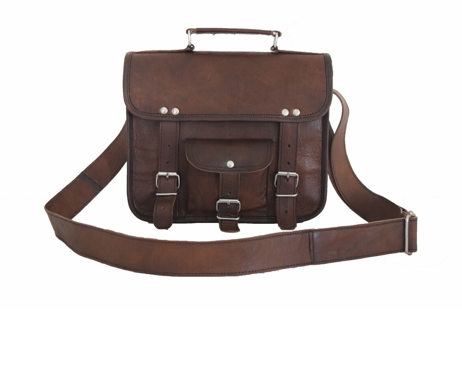 11 In Vintage Leather Satchel Messenger Bag iPad/Tab Handbag Crossbody Sling Bag
