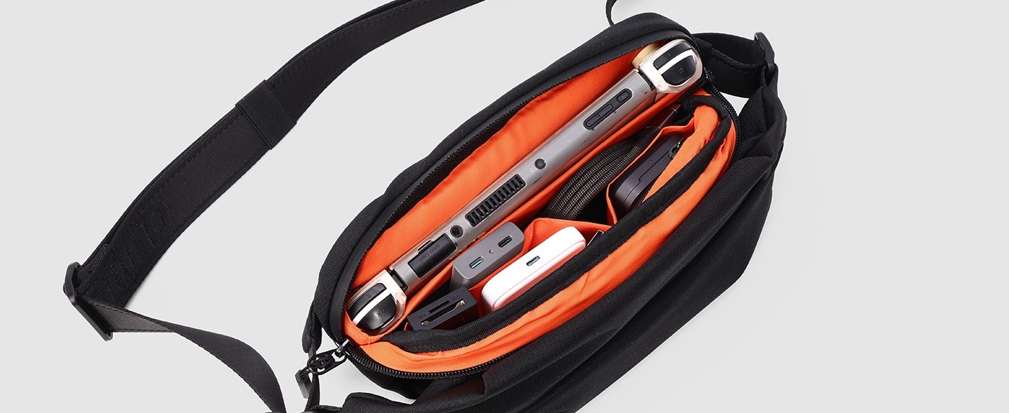 Oumurs 4L Men Sling Backpack RFID Blocking 600D Polyester Water Resistant US