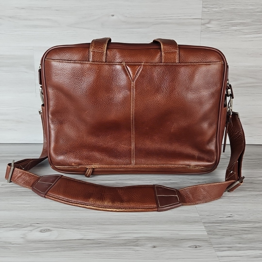 Johnston & Murphy Rhodes Leather Briefcase Laptop Bag – Chestnut Brown
