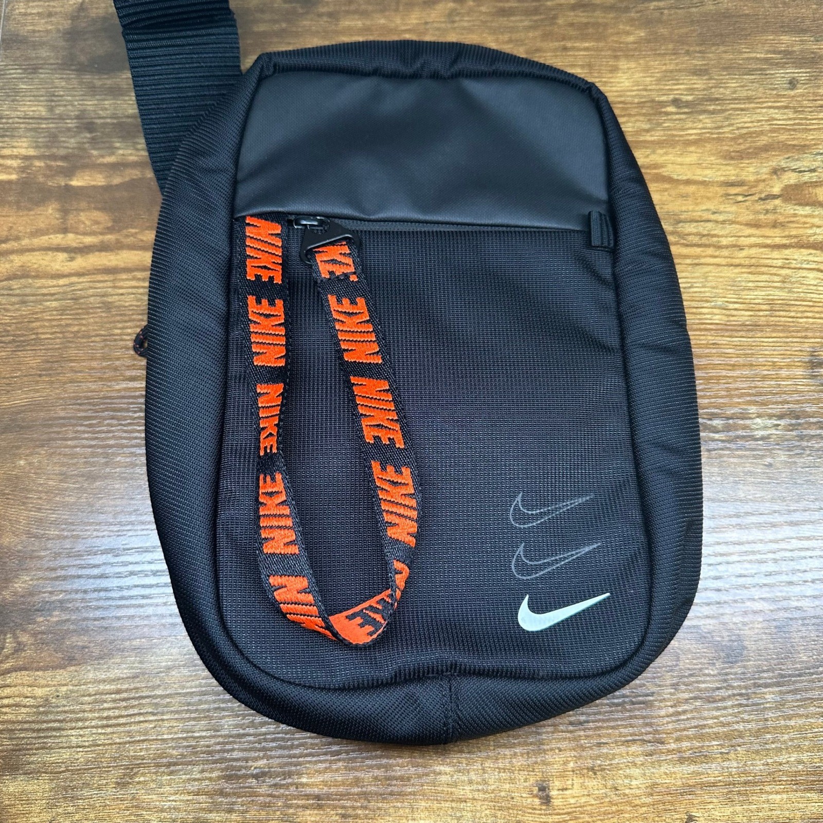 Nike Heritage Small Crossbody Bag Black Orange BA6144-010 Mens Shoulder Bag