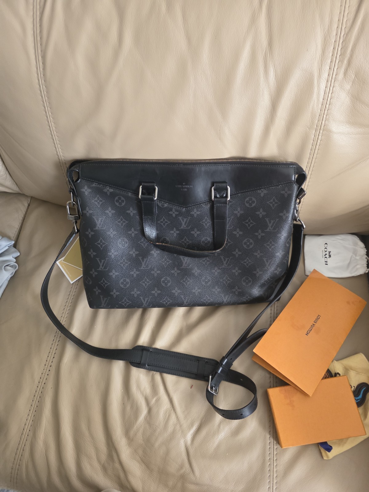 Louis Vuitton Black Monogram Explorer Anton With Detachable Strap & Receipt