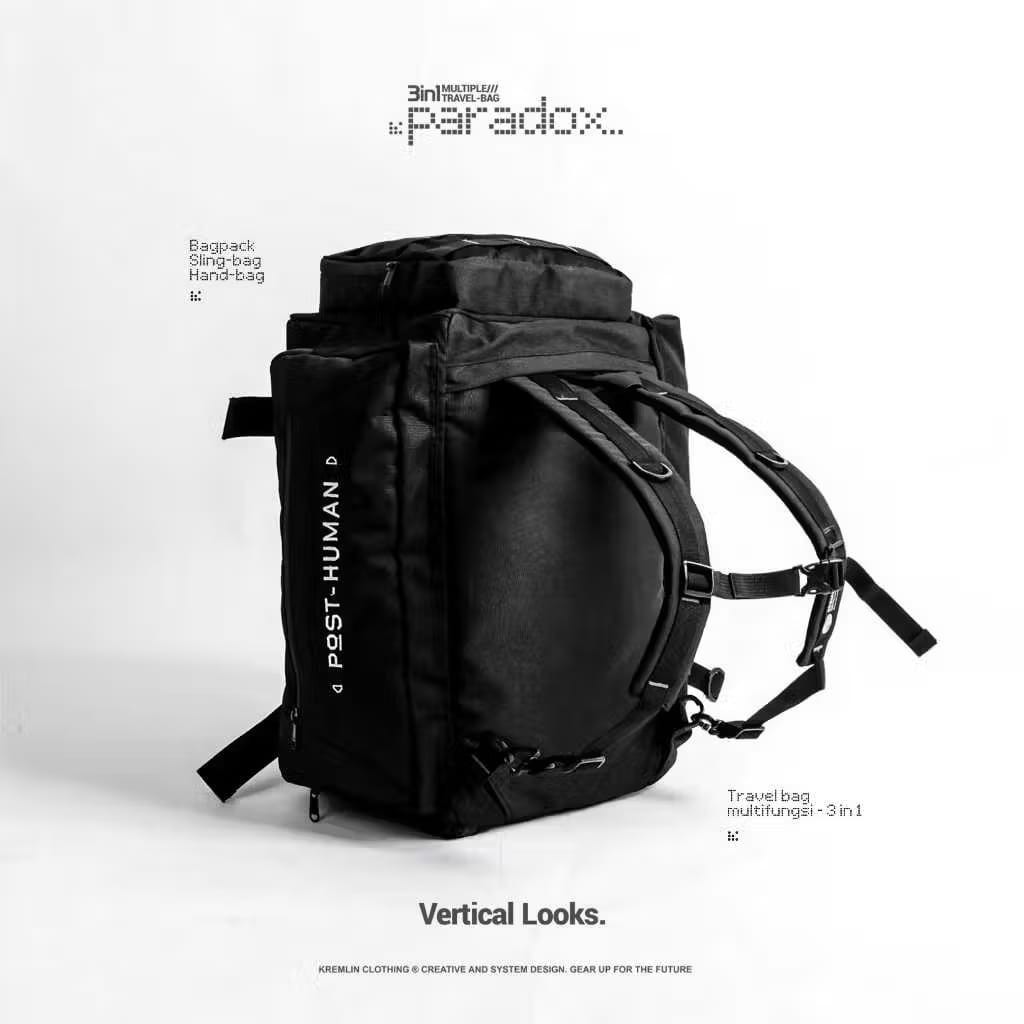 Kremlin Paradox 3 in 1 Backpack Duffle Travel Bag Futuristic Fullzip Crossbody