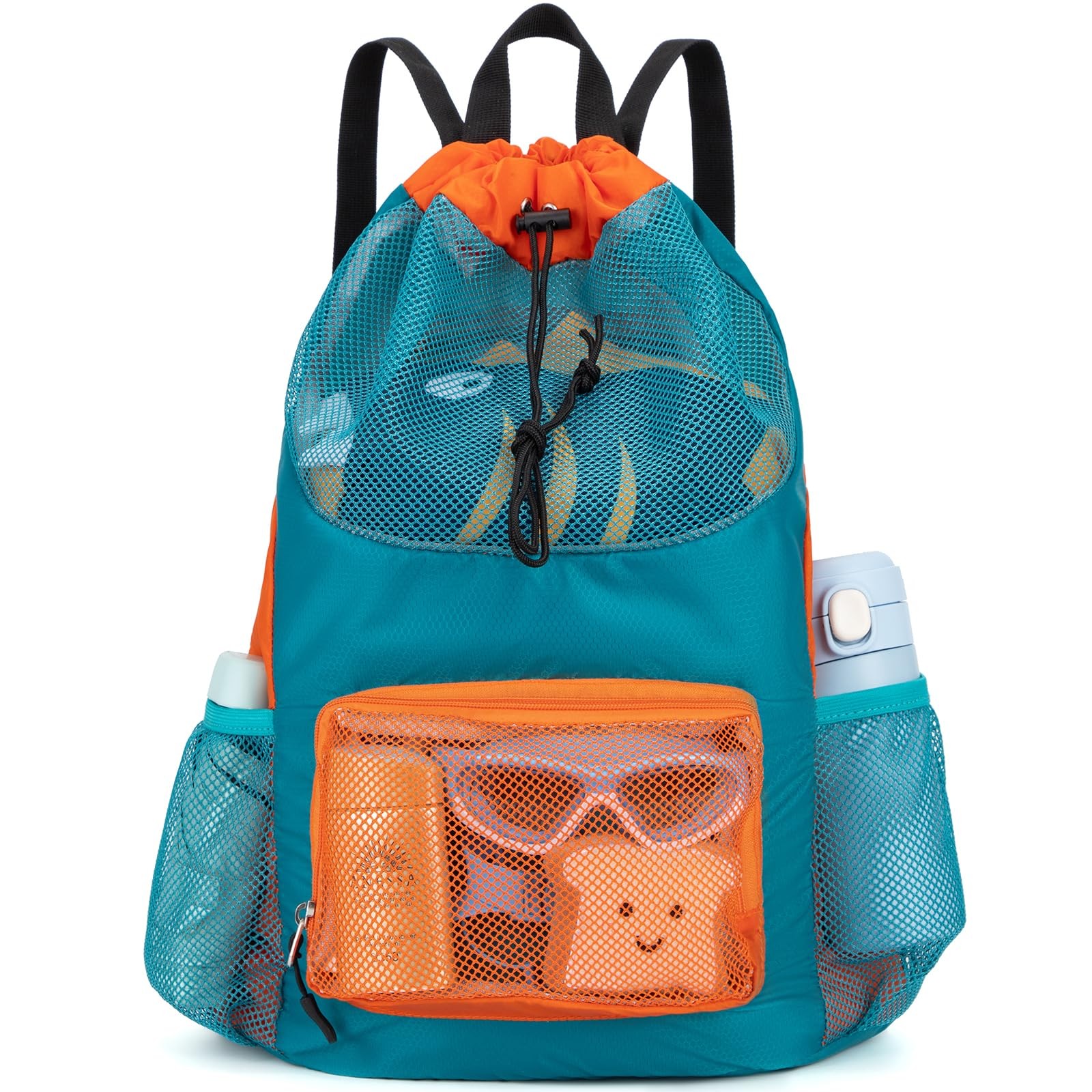 Swim Bag for Kids Drawstring Backpack for Boys Lightweight Mesh Beach Backpac…