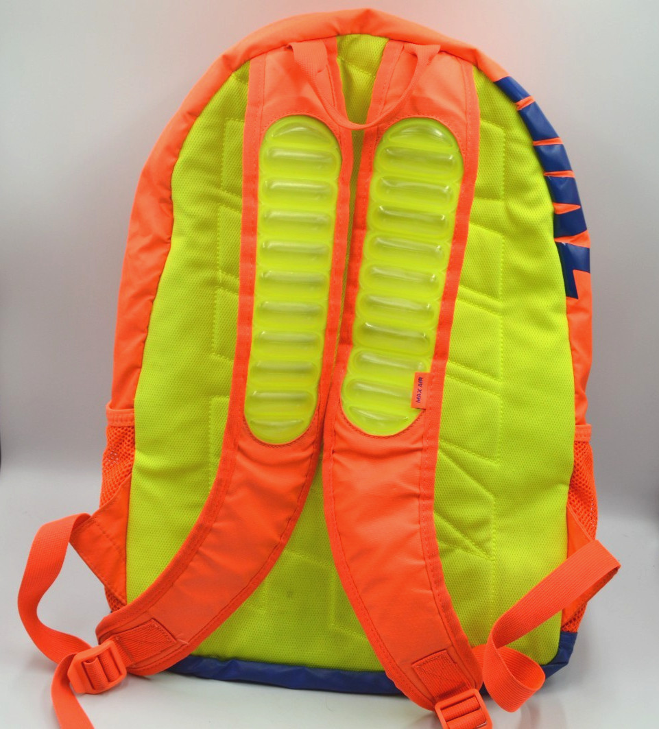 Nike Max Air Backpack Orange Neon Volt Yellow Blue Athletic Sports Bag