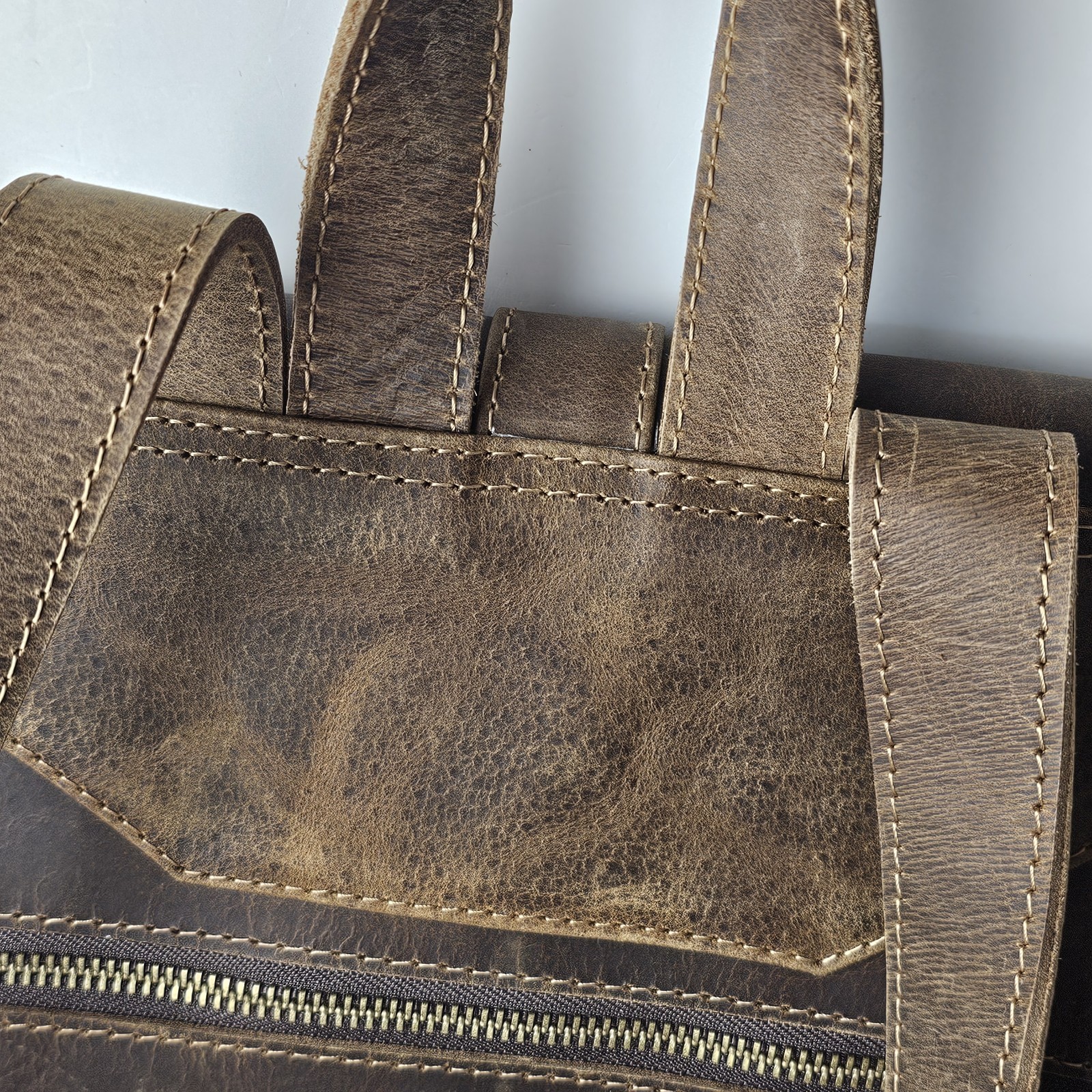 Full-Grain Leather Roll Top Backpack Handcrafted Rustic Brown Artisan Backpack