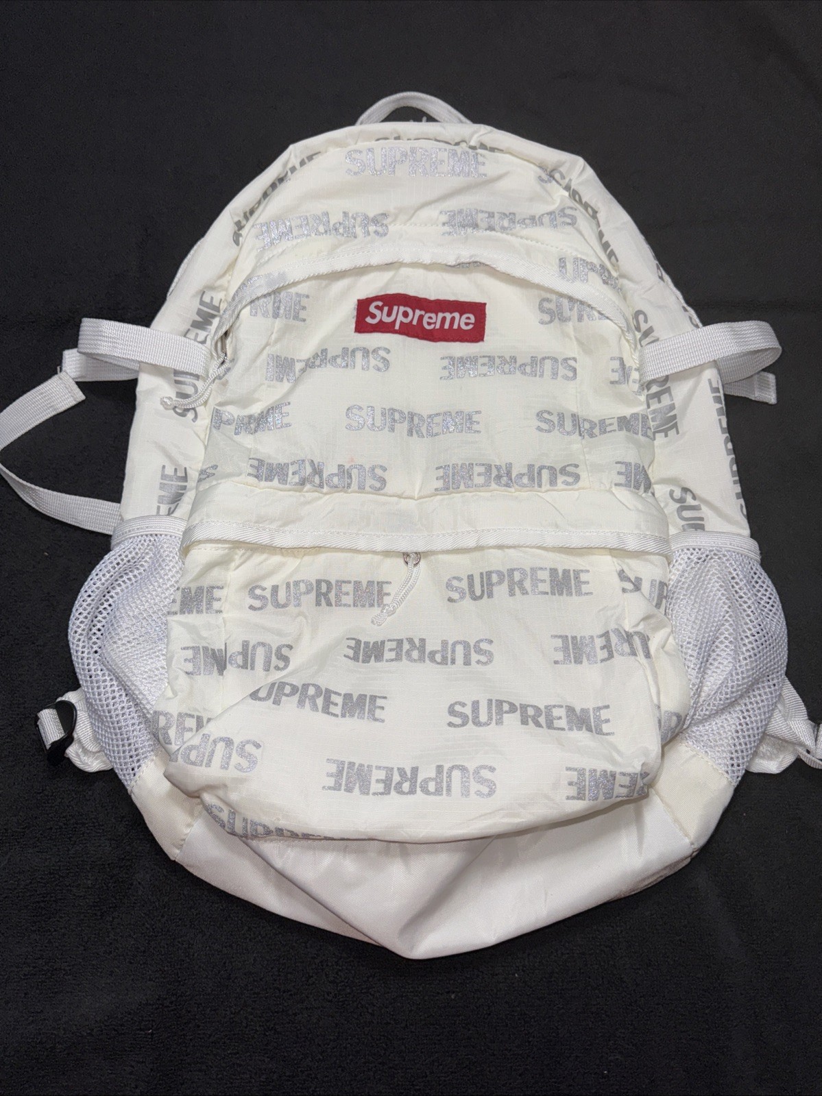 Supreme FW16 3M Reflective Logo Repeat Black Backpack