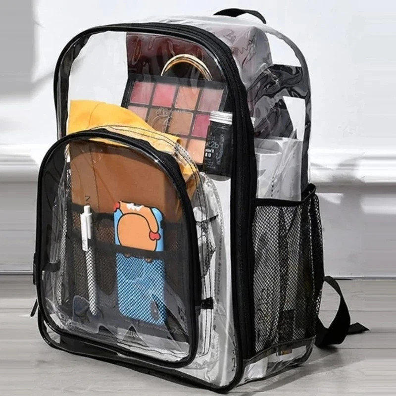 LARGE HEAVYDUTY CLEAR BACKPACK Transparent See Tru PVC School Bookbag – Stadium
