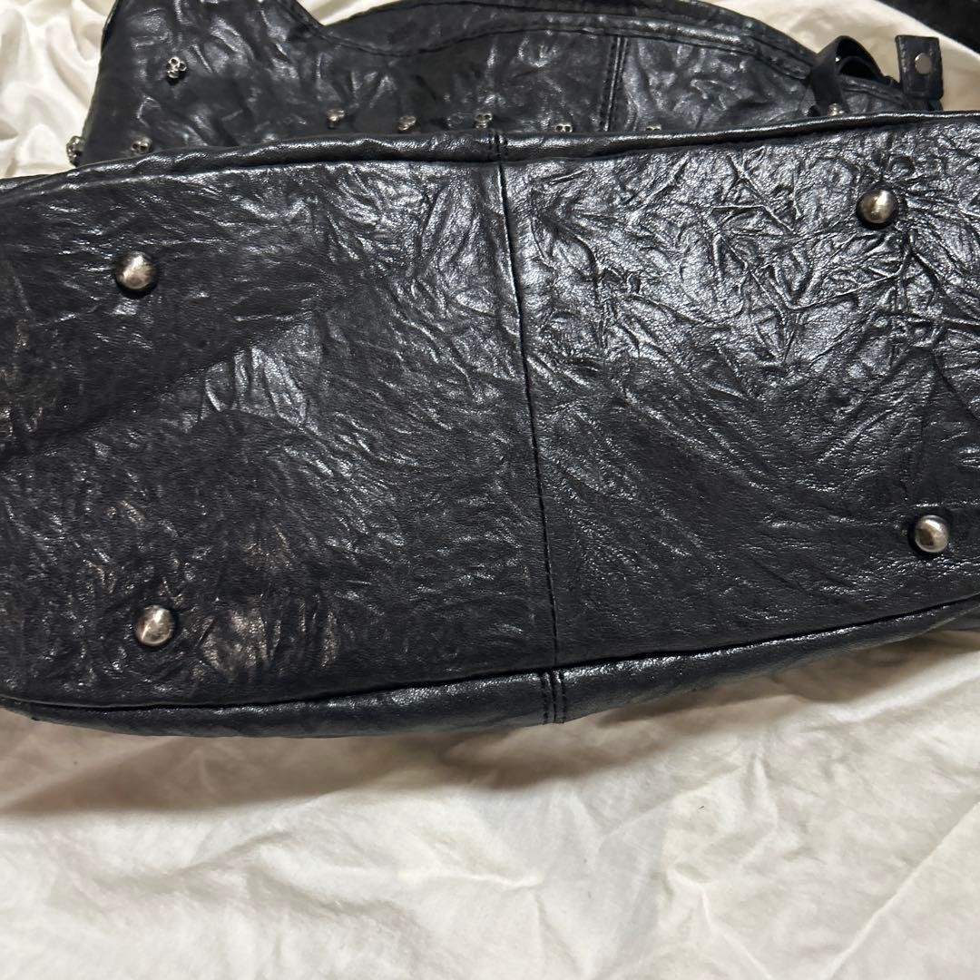 THOMAS WYLDE Vintage Skull Stud Shoulder Bag Black Leather