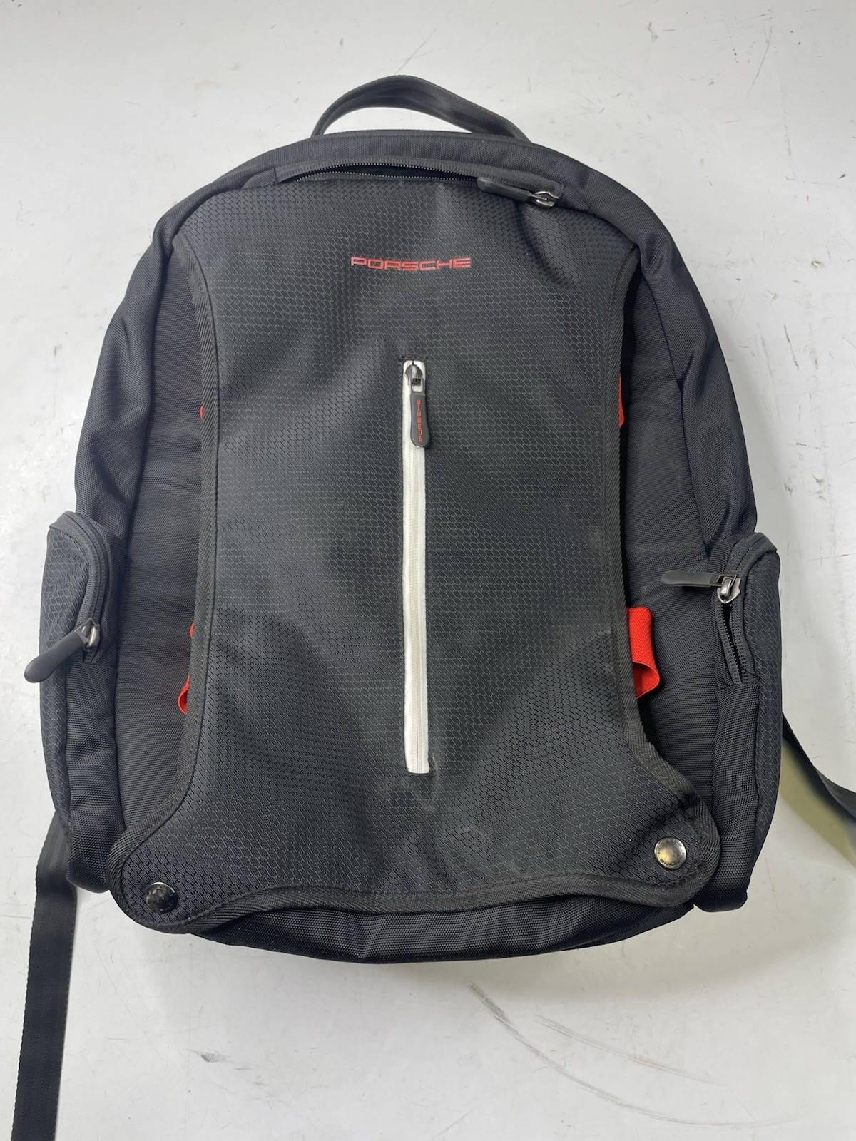 PORSCHE Original Black/Red Nylon Acrylic Backpack Ruck sack Bag