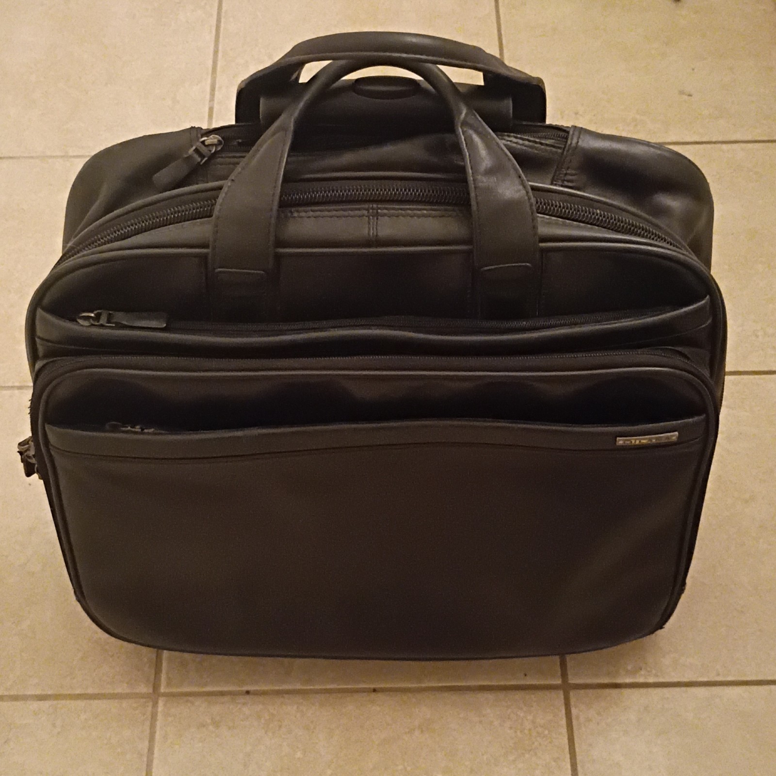 Dilana briefcase men’s black leather laptop bag office business travel career